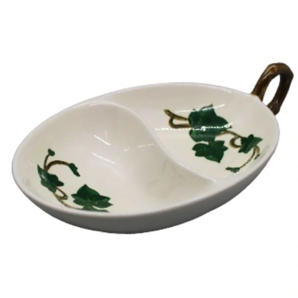 Vintage Metlox Poppytrail Divided Dish California Ivy Pattern Hand Painted 7.5”
